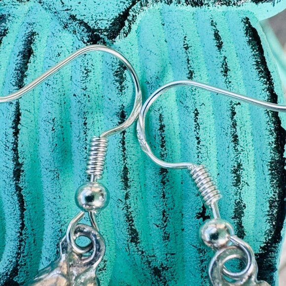 Anchor Hocking Crystal Glass Artisan Earrings W/ Silver Blend Bezel & 925 Hooks - Picture 5 of 16